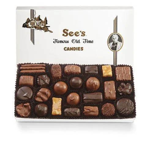 See's Candies box filled with chocolates.